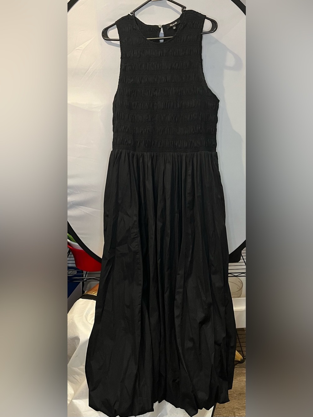Madewell Black Sleeveless Smocked Maxi Dress